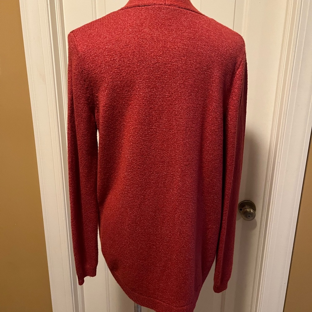 LOFT Women's Red Open-Front Cardigan - Picture 6 of 13